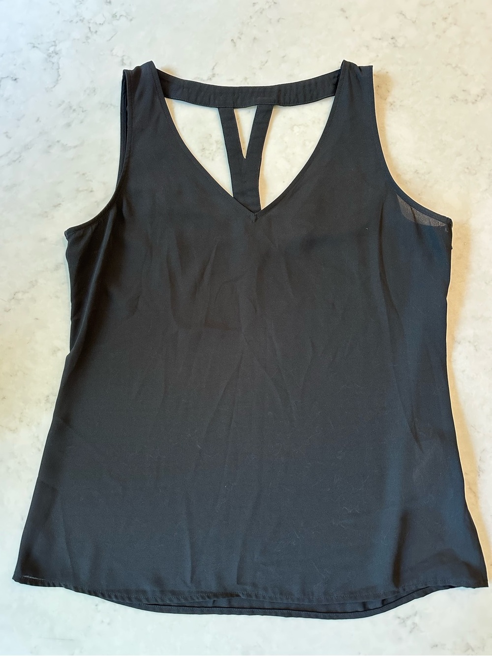 Banana Republic Black V-Neck Strappy Beaded Back Going Out Top Sz 8